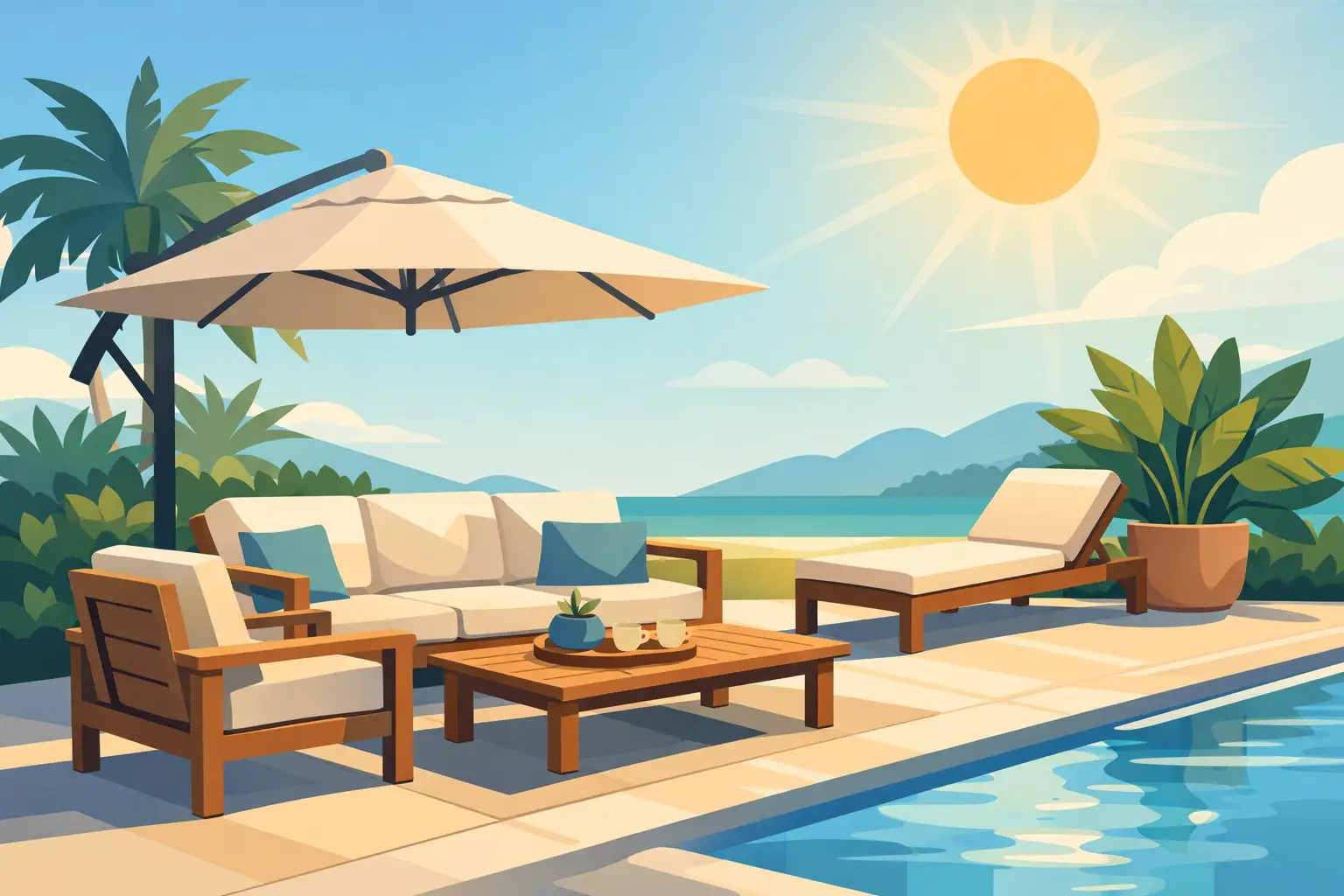Muebles exteriores resistentes al sol: cómo elegir