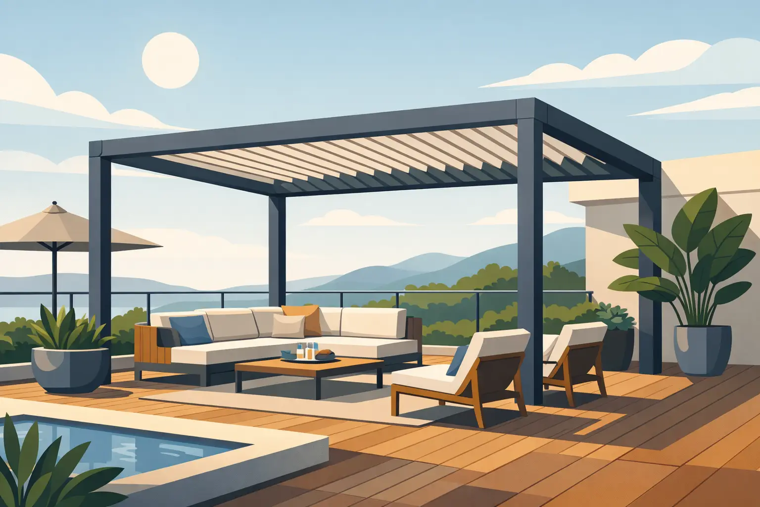 Pérgolas exteriores para disfrutar su terraza
