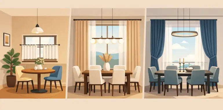 Qué cortinas usar en comedor según tu espacio