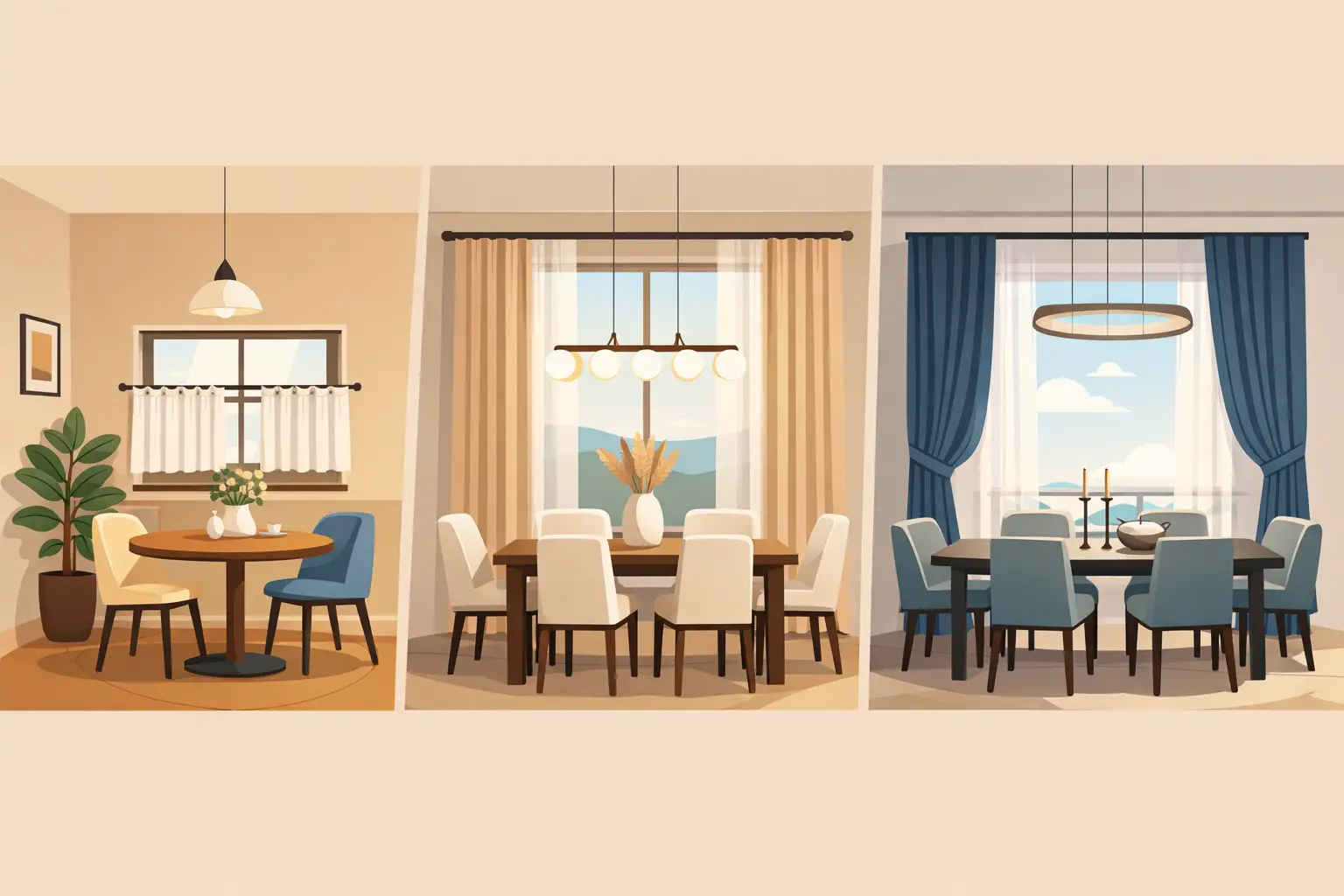 Qué cortinas usar en comedor según tu espacio
