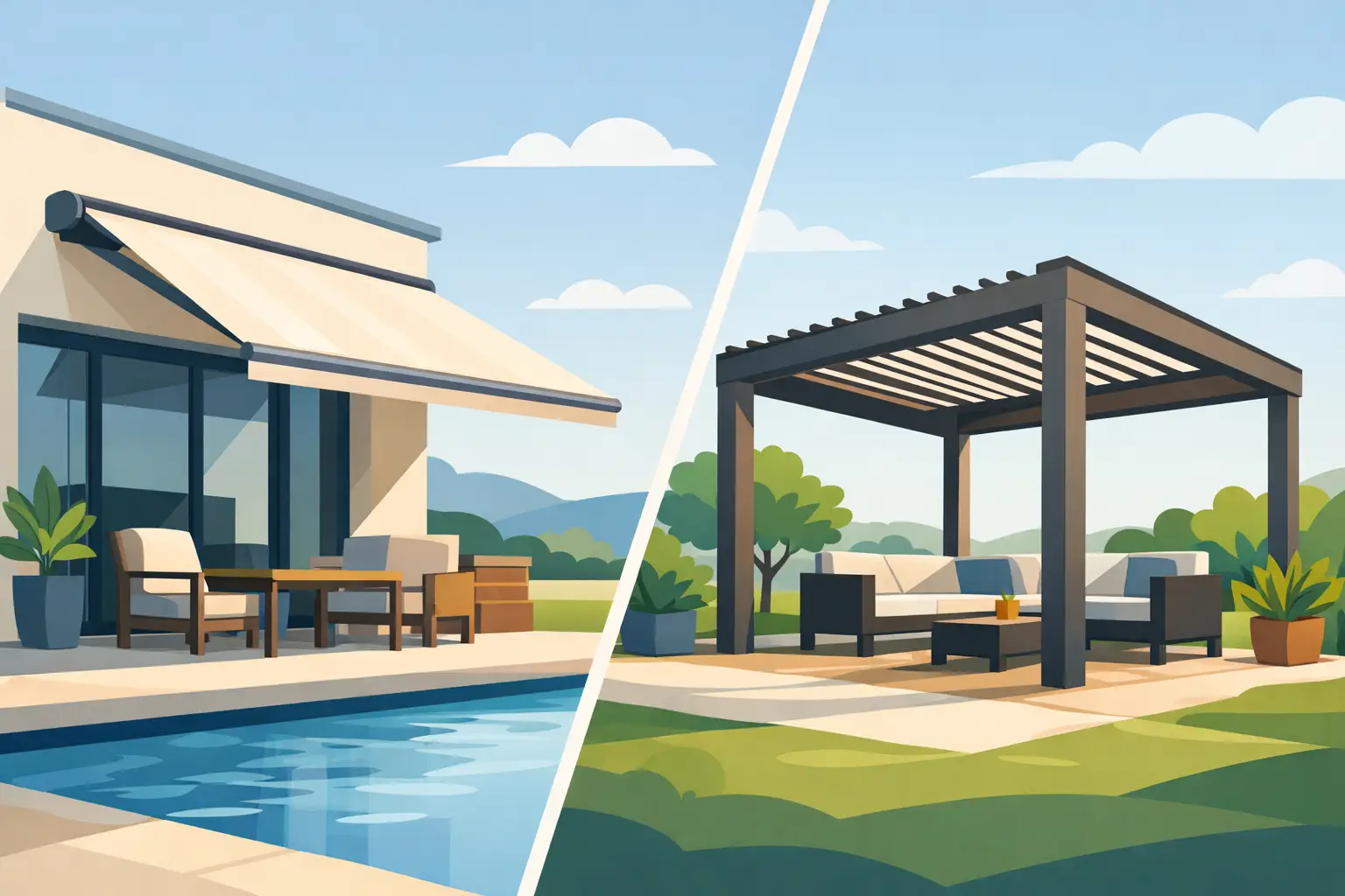 Toldo o pérgola exterior: cuál elegir