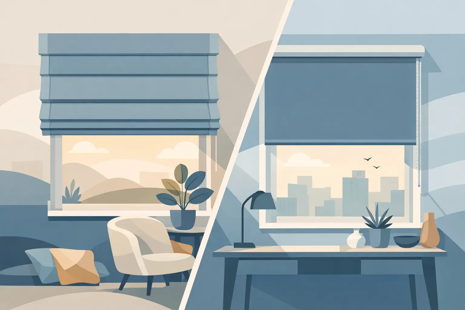 Cortinas romanas versus enrollables, ¿cuál elegir?