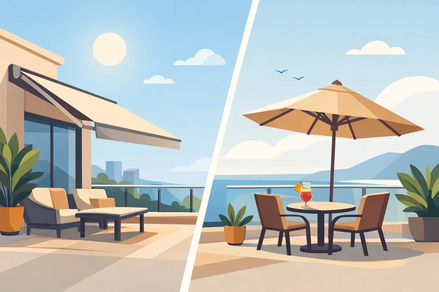 Toldo vs sombrilla terraza: ¿cuál te conviene?