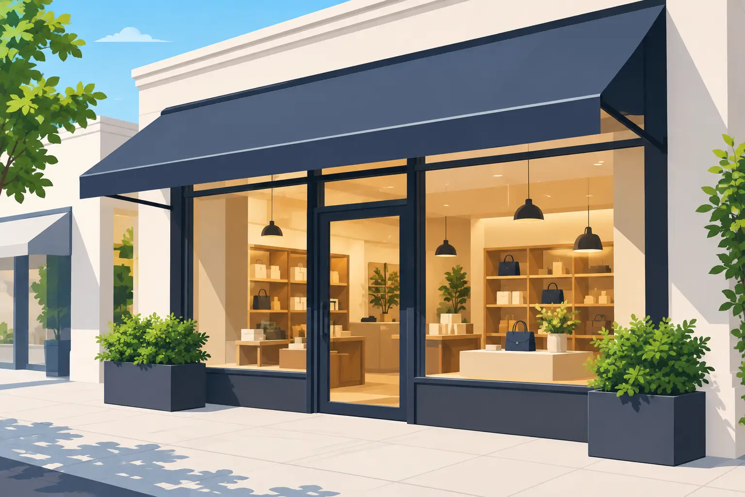 Toldos para fachadas comerciales que atraen