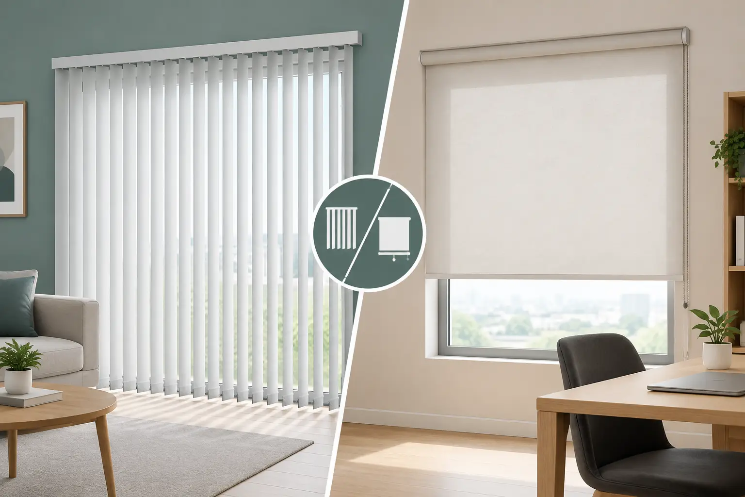 Cortinas verticales vs persianas enrollables